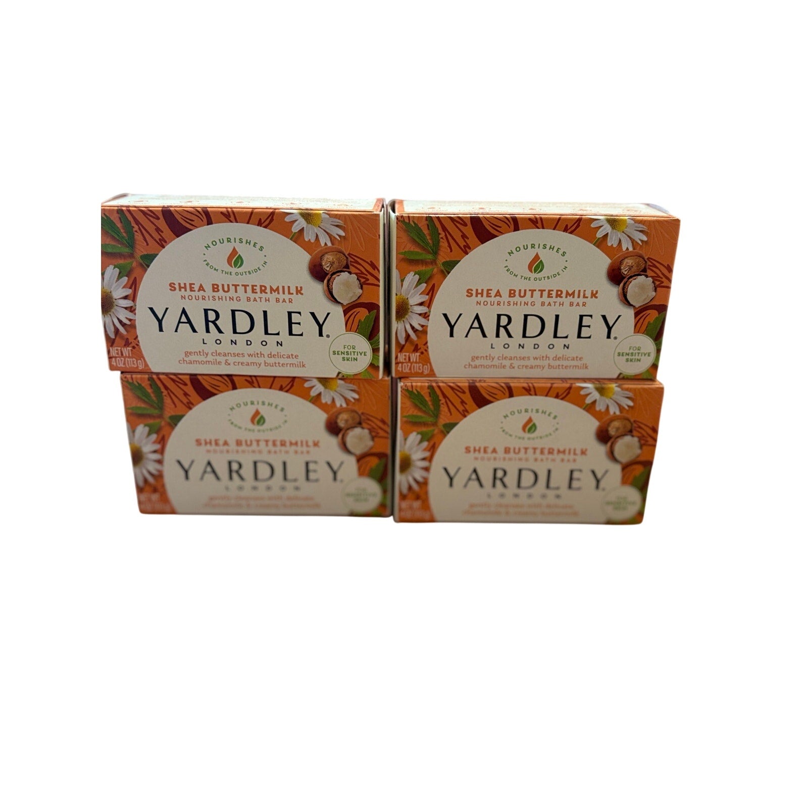 Bundle of 4 Yardley of London Naturally Moisturizing Bath Bar, Cocoa Butter