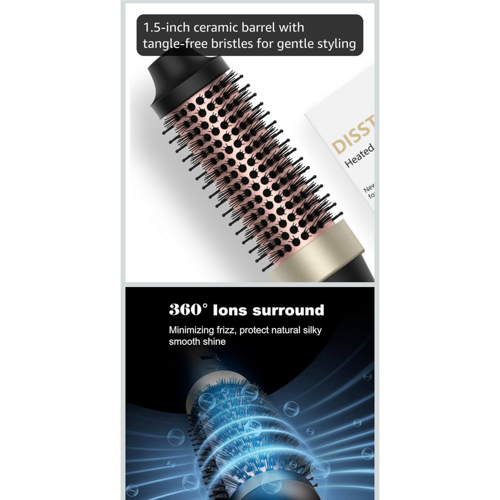 Disstar Ionic Thermal Brush,1.5 Inch,Volume Blowout Styling,Dual Voltage,30s Fast Heated Curling Iron Brush